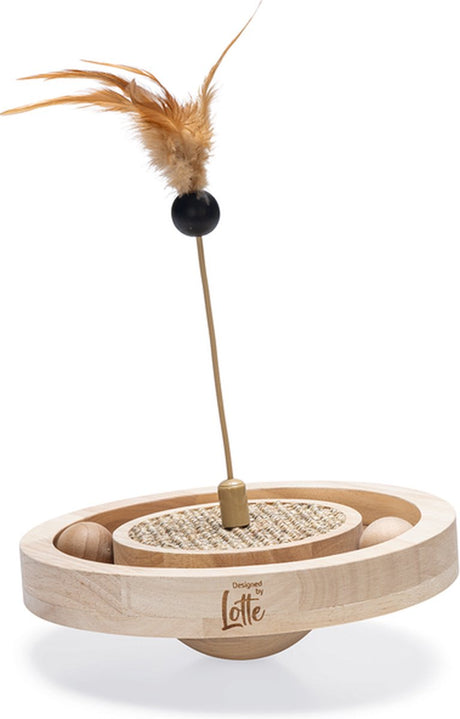 Designed by lotte winni - kattenspeelgoed - hout - bruin - 22x22x30 cm
