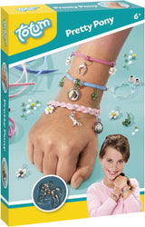 Totum joli poney - ensemble de bricolage pour fabriquer des bijoux pour chevaux - réaliser des bracelets à breloques avec des breloques en fer à cheval et en forme de cheval - ensemble de bricolage créatif pour filles - astuce cadeau