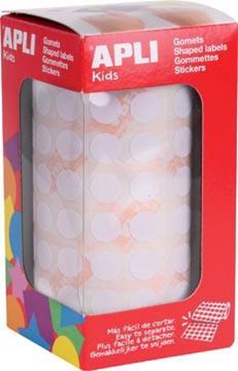 Autocollants enfants Apli ronds blancs en rouleau