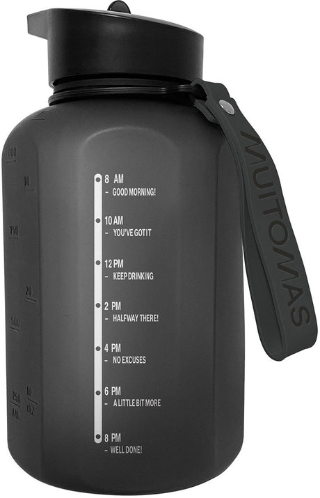 Gourde de sport Muitomas - grande contenance - 1200 ml - bec verseur en silicone - poignée intégrée - noir
