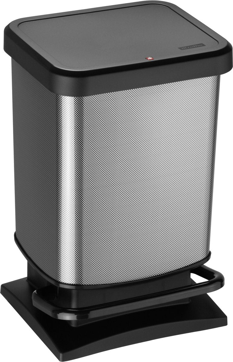 Poubelle à pédale Rotho Paso - poubelle 20l - sans BPA - argent foncé métallisé
