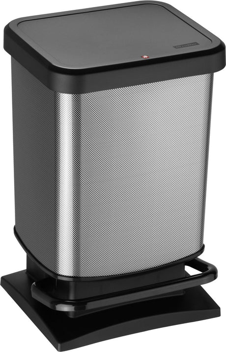 Poubelle à pédale Rotho Paso - poubelle 20l - sans BPA - argent foncé métallisé