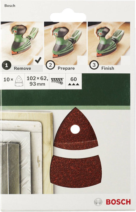 Accessoires Bosch 2609256a67 | 10 pièces | jeu de feuilles abrasives pour ponceuses multiples - 2609256a67