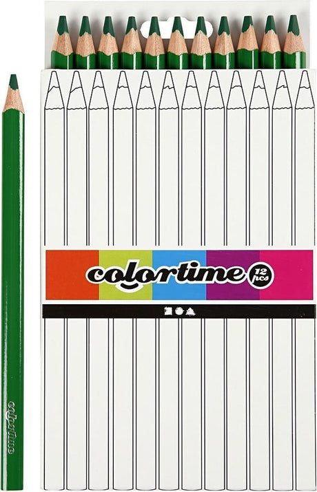 Crayons de couleur Colortime recharge jumbo 5 mm vert foncé 12 pièces