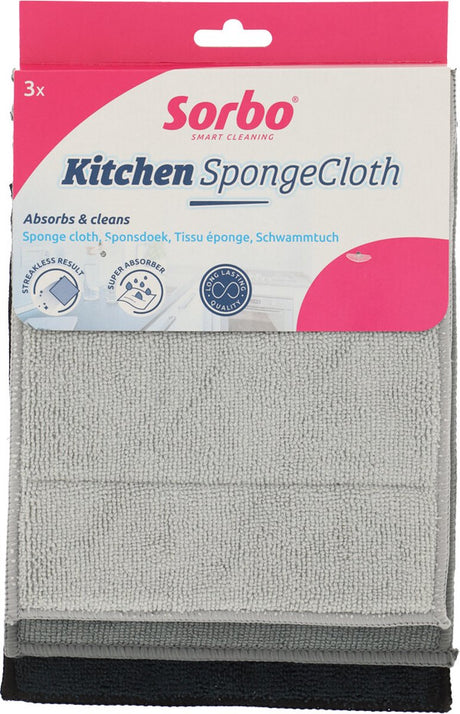 Chiffon éponge microfibre Sorbo lot de 3 pièces