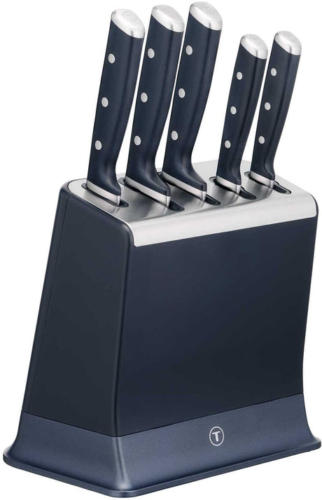 Tefal eversharp k297s644 - set de couteaux - 5 pièces - bloc de couteaux avec aiguiseur intégré - auto-affûtage - acier inoxydable