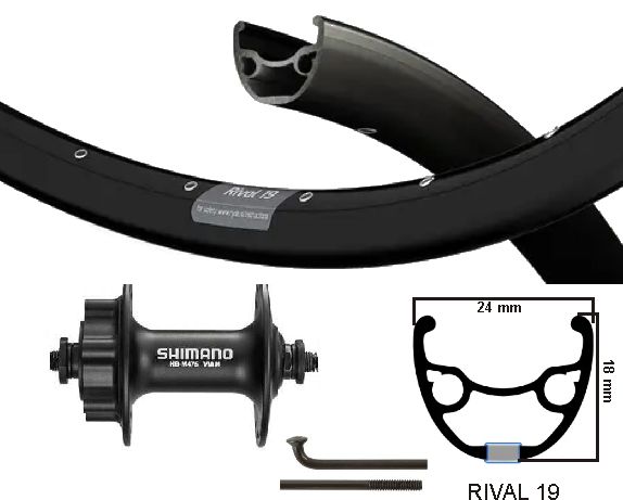 Roue avant Kgs 28 pouces (622) disque 6 boulons pattes de jante rayons noir