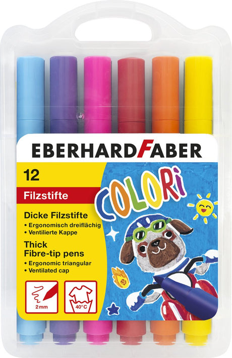 Feutres Eberhard Faber - jumbo 2mm - 12 couleurs en étui - ef-551213