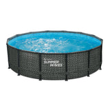 Piscine cadre Summer Waves ronde - ⌀427 x 107 cm - comprenant pompe de filtration - cartouche filtrante - bâche - tapis de sol - échelle - kit d'entretien