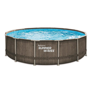 Piscine Summer Waves cadre Elite 427 x 107 cm rotin double foncé + pompe à filtre