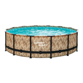 Piscine à cadre Summer Waves ronde - ⌀427 x 107 cm - piscines - marron clair - avec pompe de filtration - pompe de piscine - cartouche filtrante - couverture - tapis de sol - échelle - kit d'entretien
