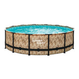 Piscine à cadre Summer Waves ronde - ⌀427 x 107 cm - piscines - marron clair - avec pompe de filtration - pompe de piscine - cartouche filtrante - couverture - tapis de sol - échelle - kit d'entretien
