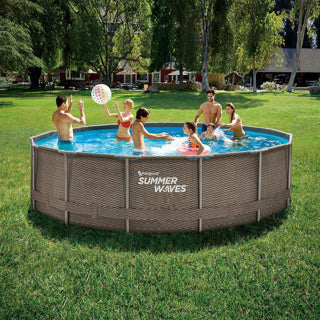 Piscine Summer Waves cadre actif 457 x 106 cm rotin double foncé + pompe à filtre