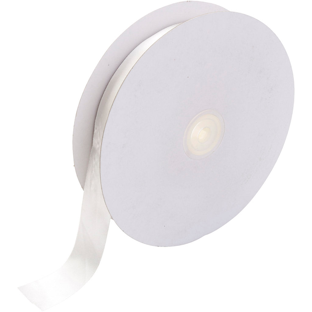 Ruban de satin Creativ company, l: 25 mm, blanc, 50 m 1 rouleau