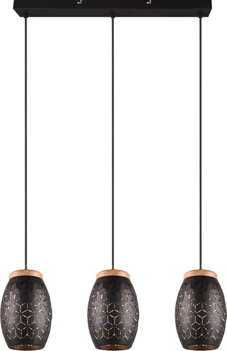 Rl vis ta lumière réalité bidar - lampe suspendue - noir-or - excl. 3x e27 4 w - interrupteur au pied - orientable