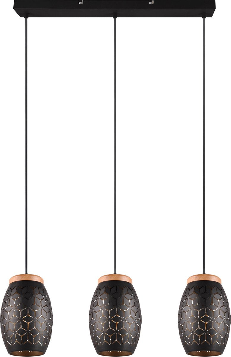 Rl vis ta lumière réalité bidar - lampe suspendue - noir-or - excl. 3x e27 4 w - interrupteur au pied - orientable