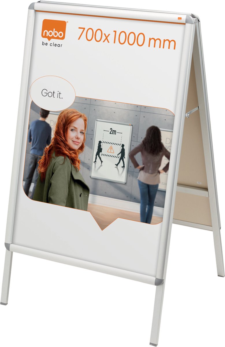 Panneau de trottoir Nobo en aluminium avec cadre clic - panneau publicitaire - 70x100cm - résistant aux intempéries