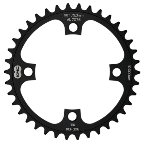 Gear KMC 38T, aluminium 1 2x1 .bcd 104 mm. Ligne de chaîne 3,0 mm à vitesse unique