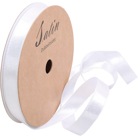 Ruban de satin Creativ company, l: 10 mm, blanc, 10 m 1 rouleau