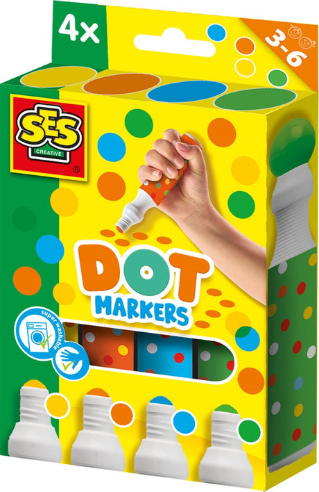 Ses creative 14600 - marqueurs à points pour enfants - réaliser du dot art - 4 stylos à points xxl - réaliser de gros points