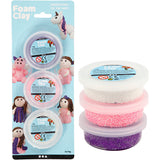 Foam Clay ®, pailletée, métallisée, rose, violet, blanc, 3x14 gr 1 boîte