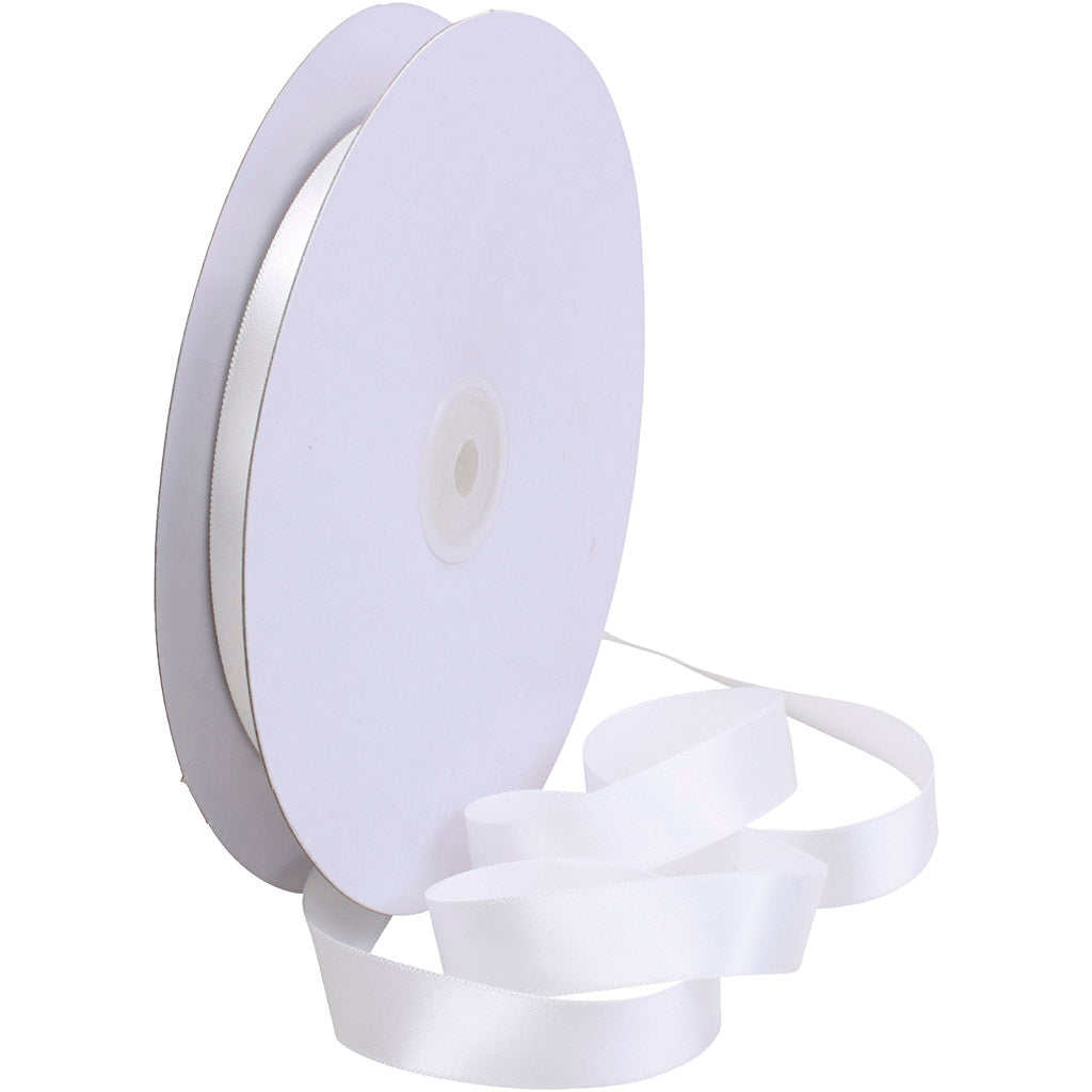 Ruban de satin Creativ company, l: 15 mm, blanc, 50 m 1 rouleau
