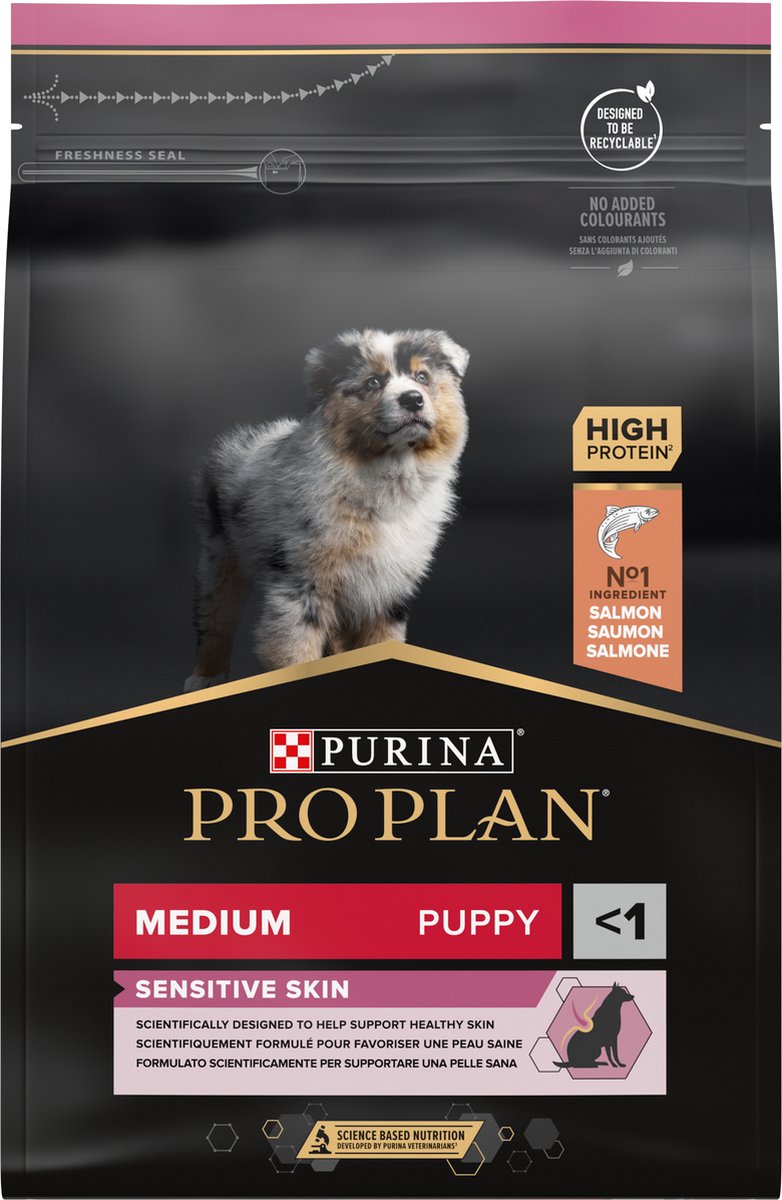 Pro plan chiot peau moyennement sensible - nourriture sèche pour chien - saumon - 3 kg