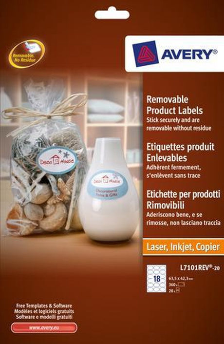 Avery marque maison l7101rev étiquettes amovibles 63,5x42,3mm blanc