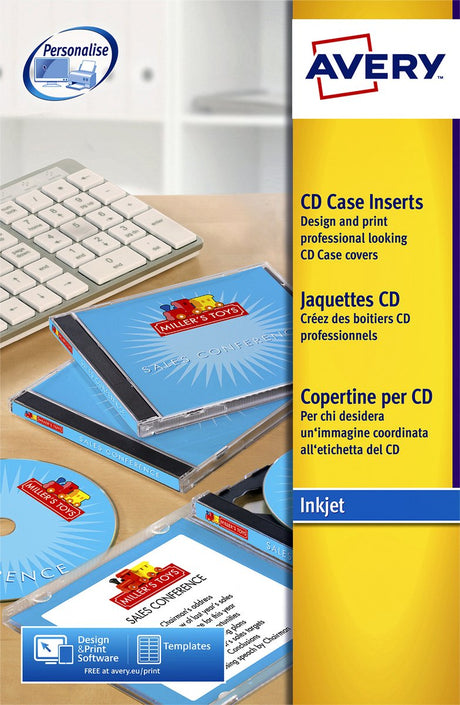 Cartes à insérer pour CD Avery 151x117mm blanc 25 feuilles 2 cartes par feuille