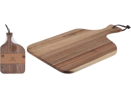 Excellente planche à découper en bois d'acacia avec manche 34x20cm