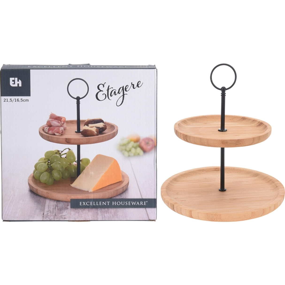 Excellente étagère en bambou pour articles ménagers, 2 couches, dia21,5