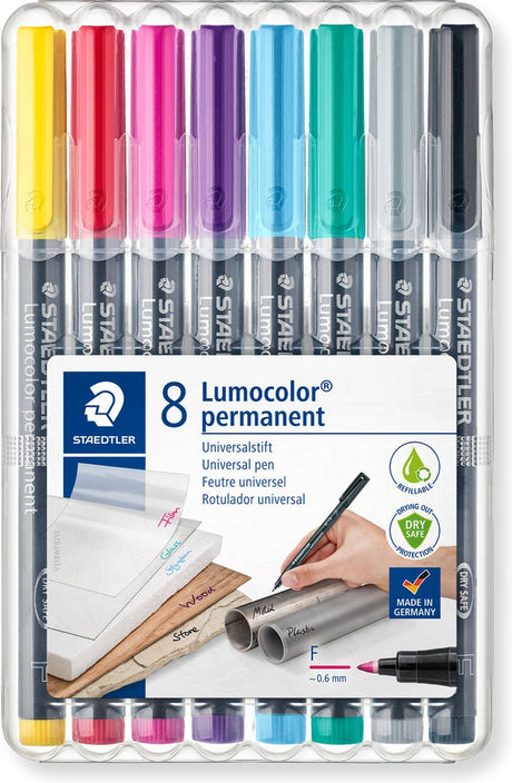 Staedtler lumocolor stylo permanent f 318 - boîte de 8 couleurs