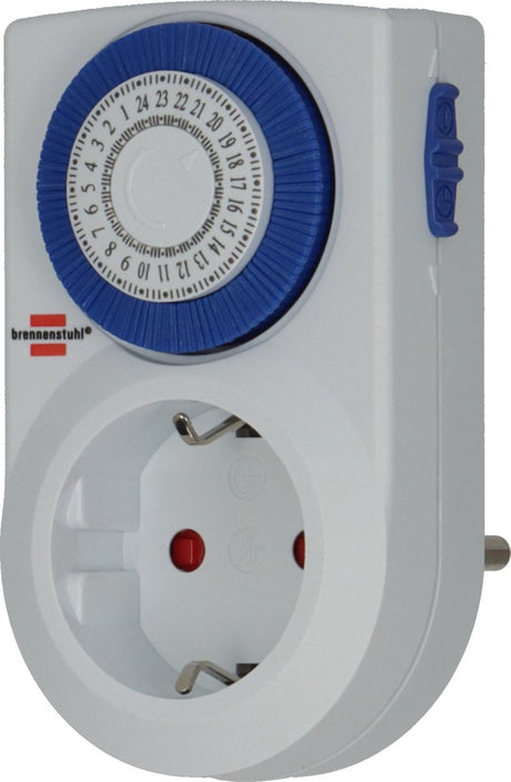 Minuterie Brennerstuhl mmz 20, minuterie mécanique prise murale (minuterie journalière, avec protection de contact accrue pour l'intérieur)