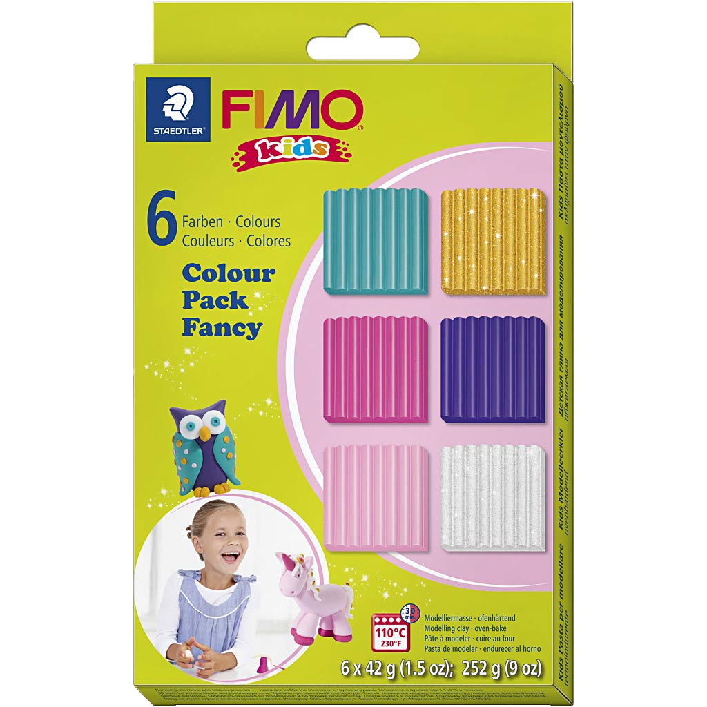 FIMO KIDS MONTING CLAY ENTER COULEURS, 6DLG.