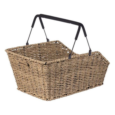 Basil Cento Rattan Look Mik - Panier à vélo - au dos - y compris le système Mik - Brown