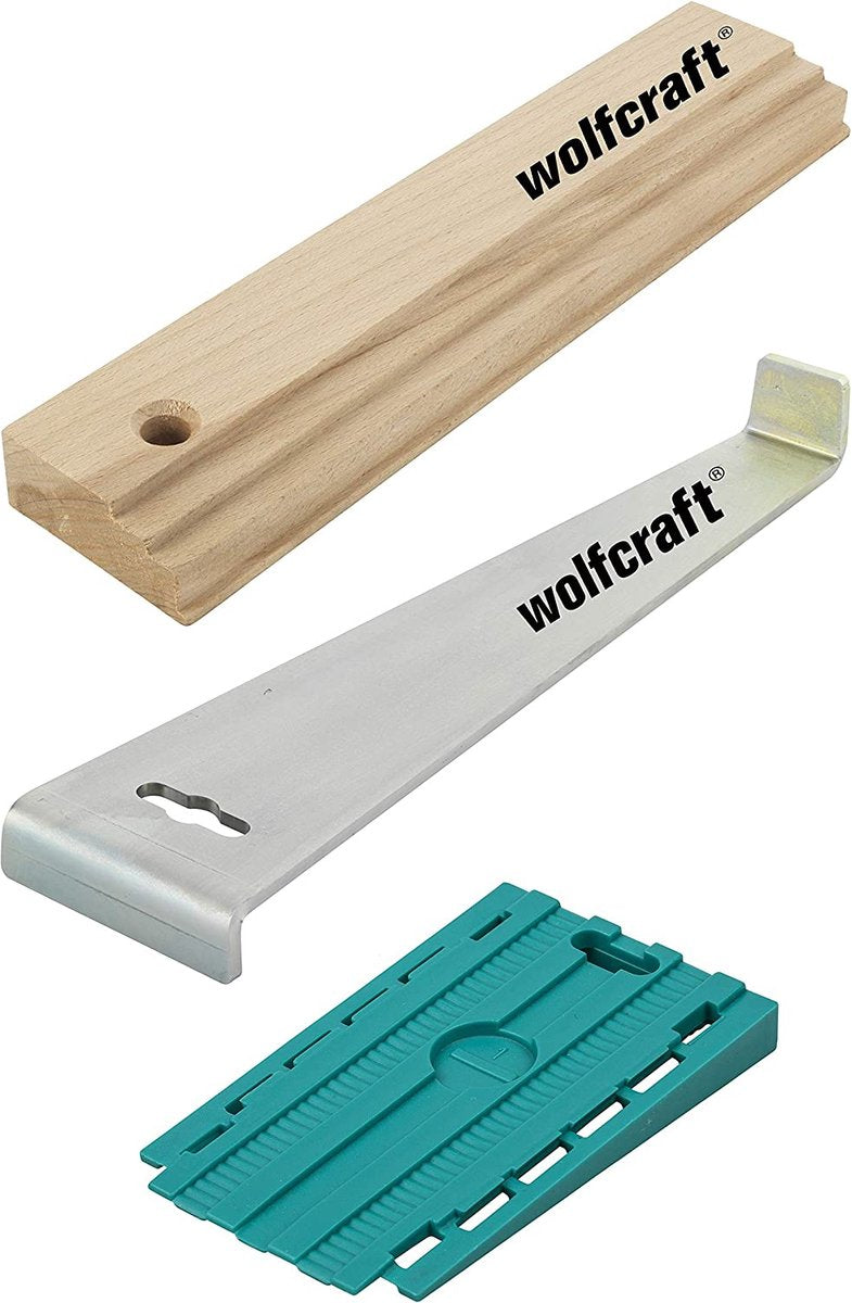 Wolfcraft - kit de pose de stratifié - kit complet de pose de stratifié - stratifié PVC - barre de traction - ouate de bois - cales de réglage - 6975000