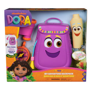 Dora l'exploratrice Dora - mon sac à dos d'aventure, avec des accessoires d'exploratrice, une carte enroulable, des jumelles jouets et une boussole