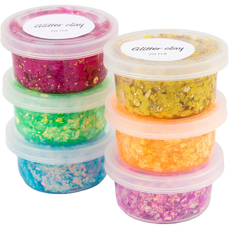 Argile pailletée Creativ company, couleurs joyeuses, 6x20 ml 1 boîte
