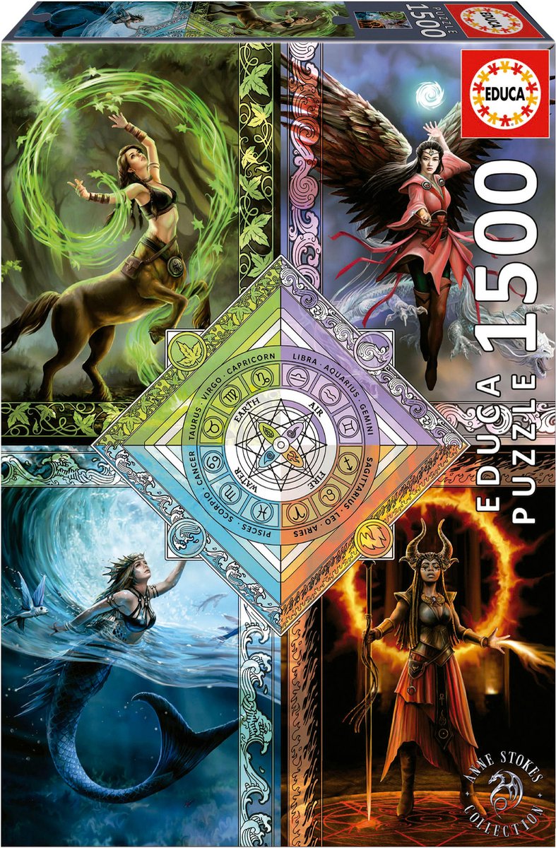 Educa - puzzle - 1500 pièces - carte des étoiles magiques élémentaires Anne Stokes