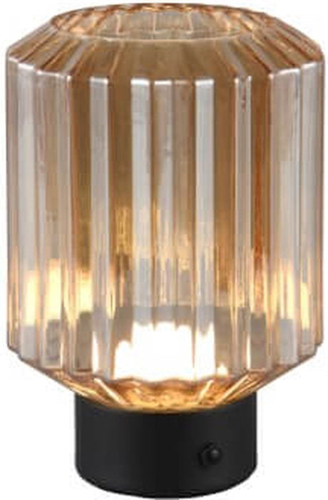 Rl vis ta lumière réalité seigneur - lampe de table - noir mat - incl. 1x smd 2w - fonction tactile - rechargeable - verre fumé