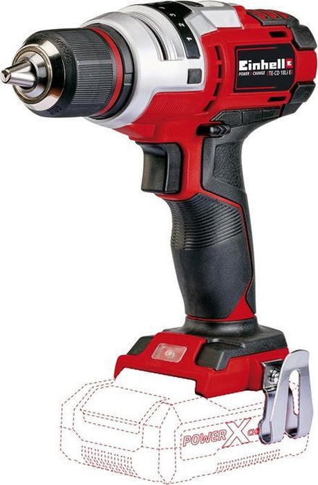Perceuse/visseuse sans fil Einhell te-cd 18 li e solo - power x-change - 18 v li-ion - 47 nm - 0-400 0-1 400 tr/min - mandrin sans clé 13 mm - réglage électronique du couple - excl. batterie et chargeur