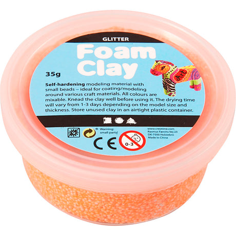 Argile Foam ®, pailletée, orange, 35 gr 1 boîte