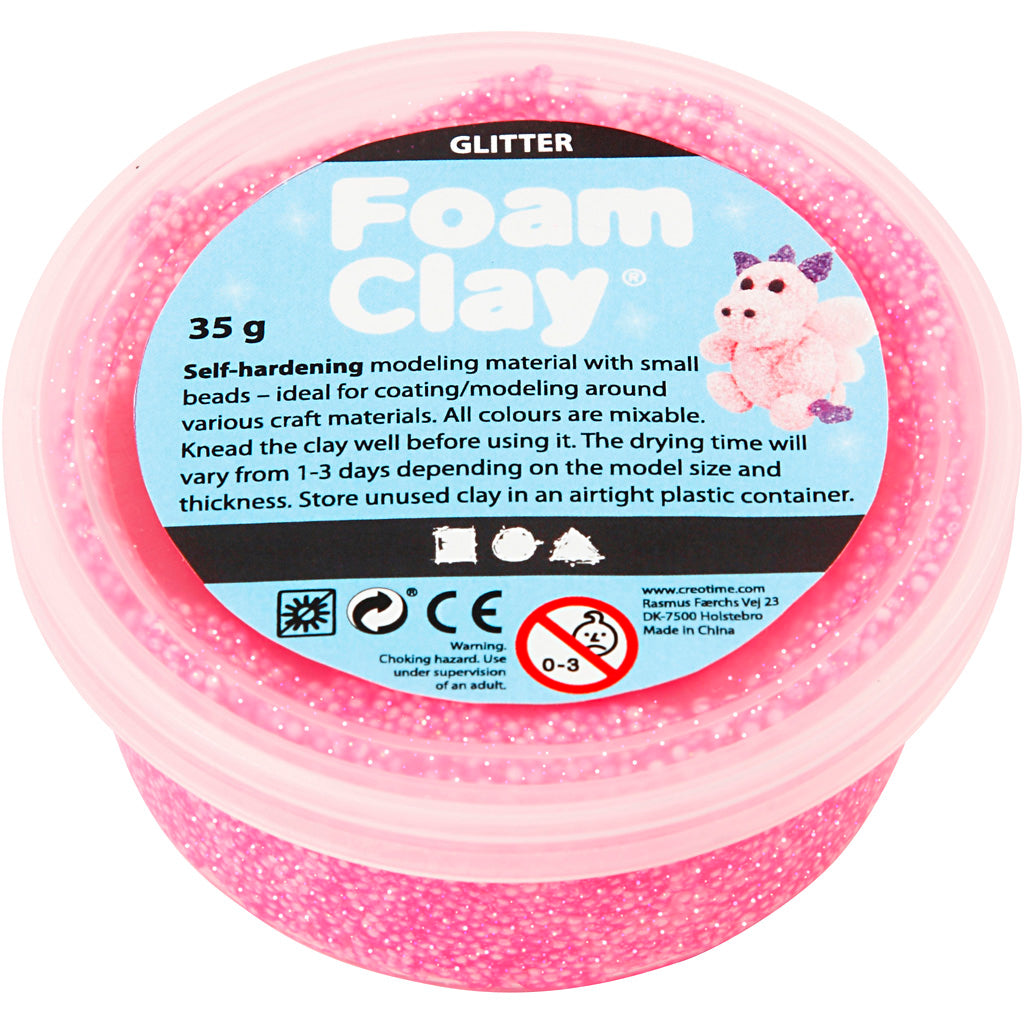 Argile Foam ®, pailletée, rose, 35 gr 1 boîte