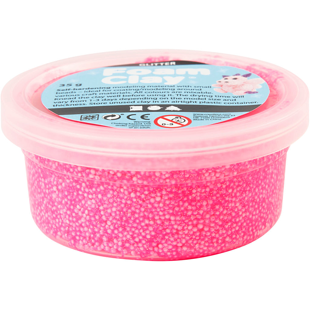 Argile Foam ®, pailletée, rose, 35 gr 1 boîte