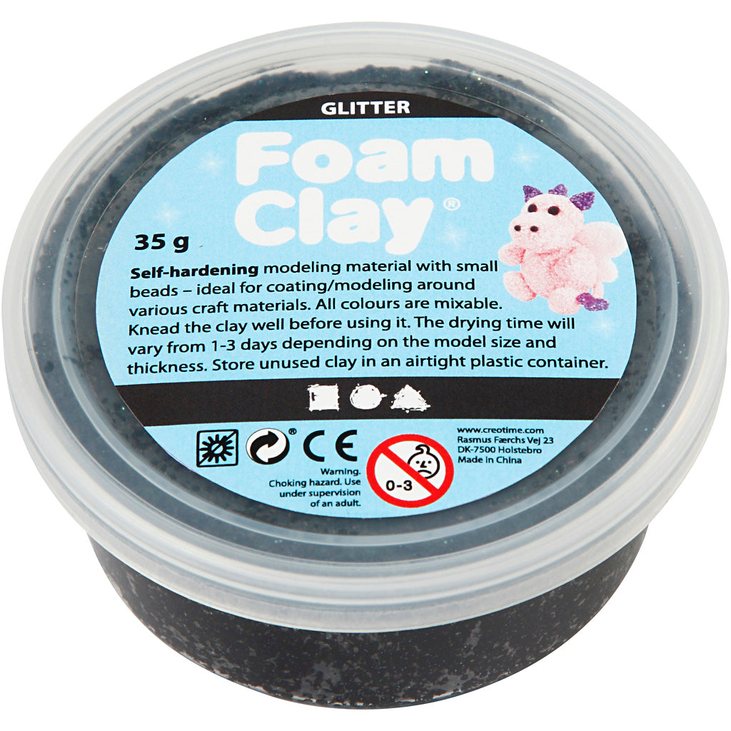Foam Clay ®, paillettes noires, 35 gr 1 boîte