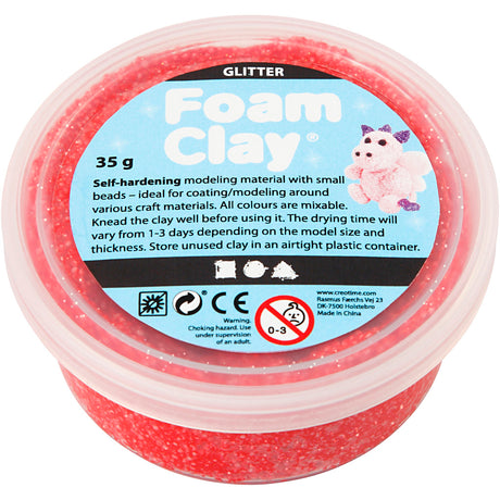 Argile Foam ®, pailletée, rouge, 35 gr 1 boîte