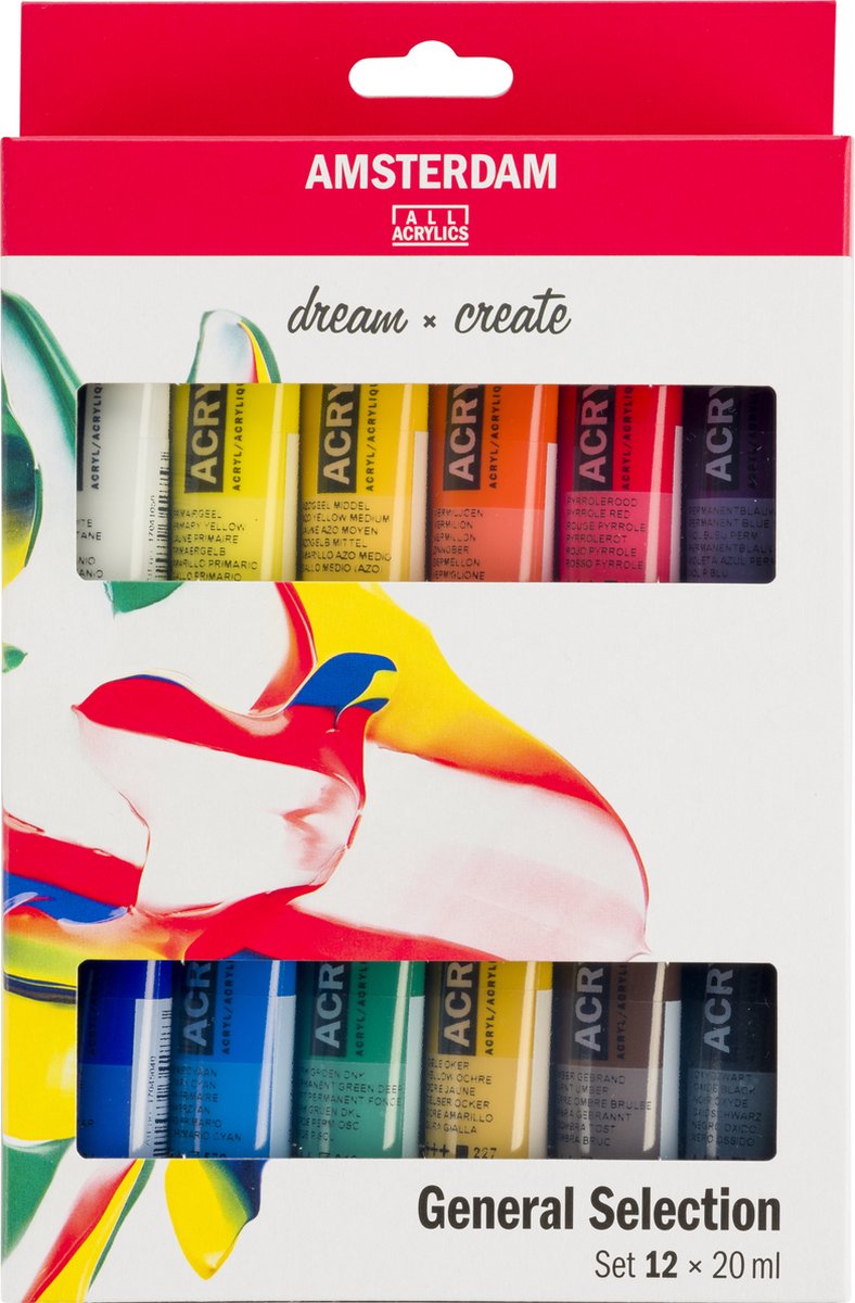Ensemble standard de peinture acrylique Talens Amsterdam, 12 pcs.