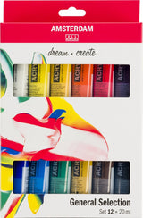 Ensemble standard de peinture acrylique Talens Amsterdam, 12 pcs.