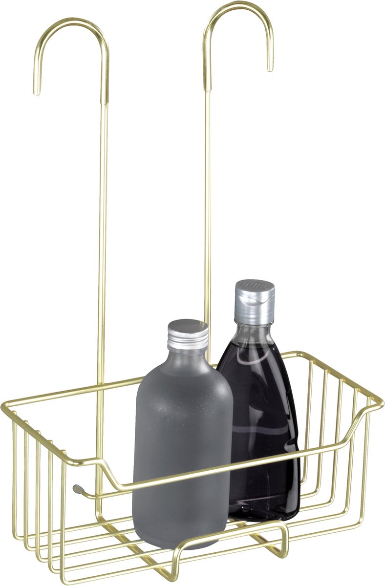 Wenko support de douche milo acier inoxydable or mat 25x36cm - sans perçage - support de douche suspendu - panier de douche - support de douche suspendu