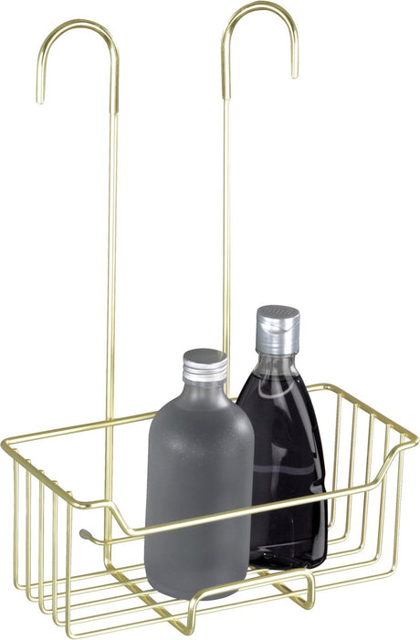 Wenko support de douche milo acier inoxydable or mat 25x36cm - sans perçage - support de douche suspendu - panier de douche - support de douche suspendu